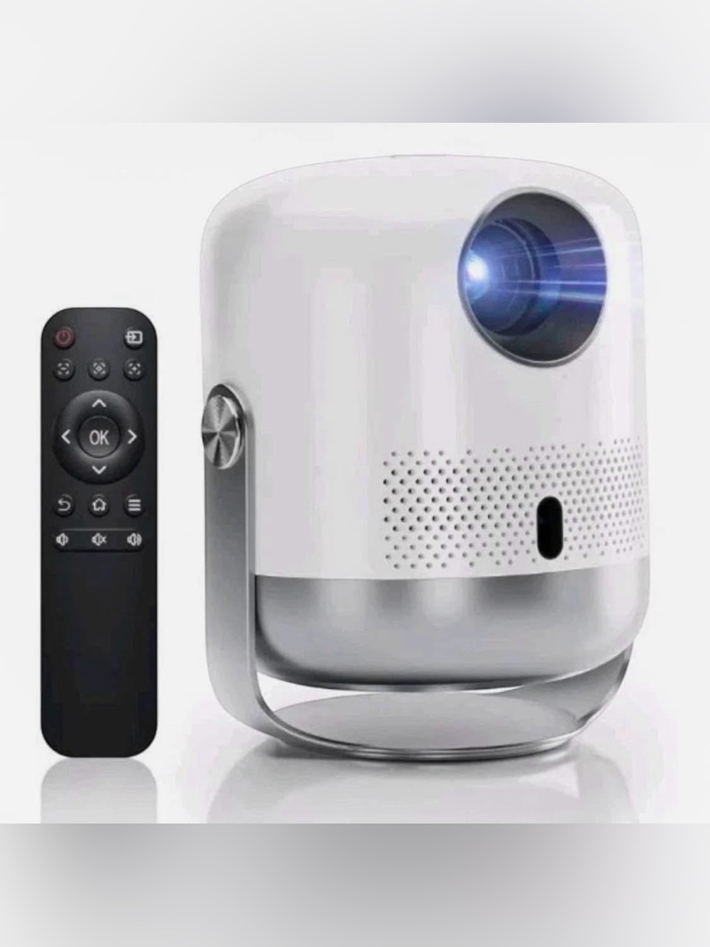 Compact White Portable Projector with Remote